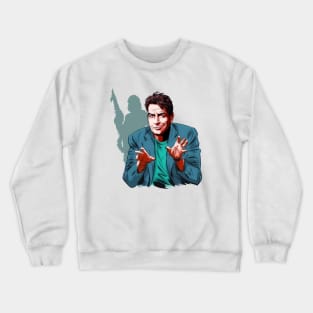 Charlie Sheen - An illustration by Paul Cemmick Crewneck Sweatshirt